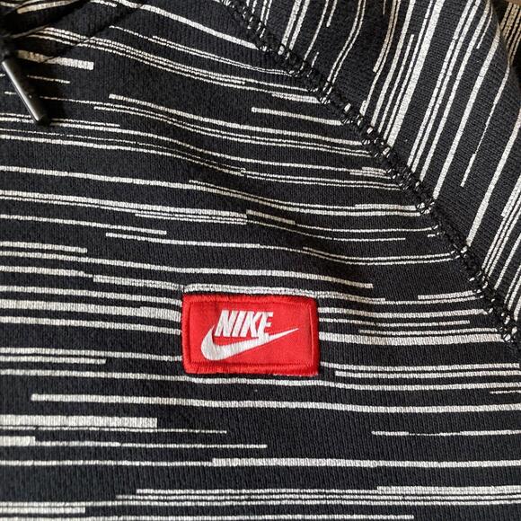 Nike AW77 FT Hoodie Black White Speed Stripe 614488-010 Men’s Sz Large - Picture 2 of 9